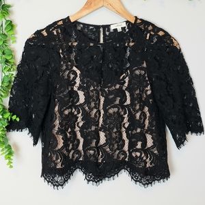 Wilfred Black Lace Blouse & Blush Cami Set